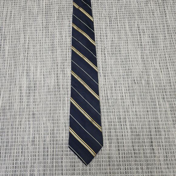 Wilke-Rodriguez Neck Tie 100% Imported Silk Mens Black Gold Formal Wedding Prom - Picture 2 of 12